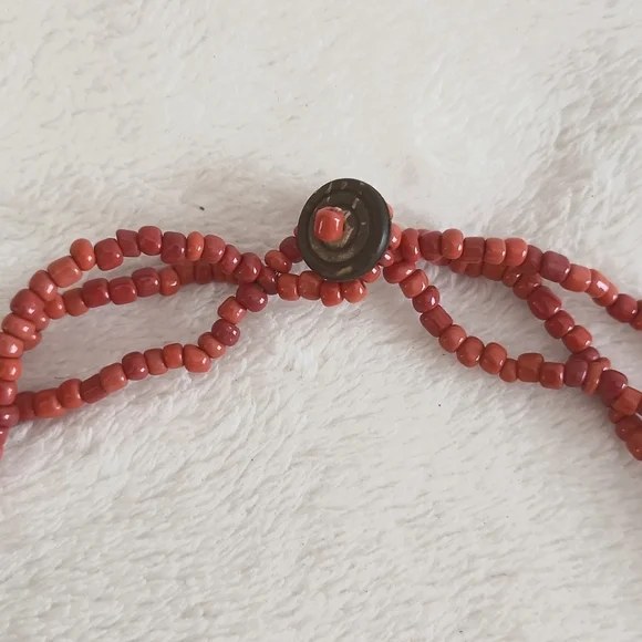 Nairobi Kenya Women's Fair Wages Beaded and Wooden Pendent & Button Closure - Picture 4 of 5